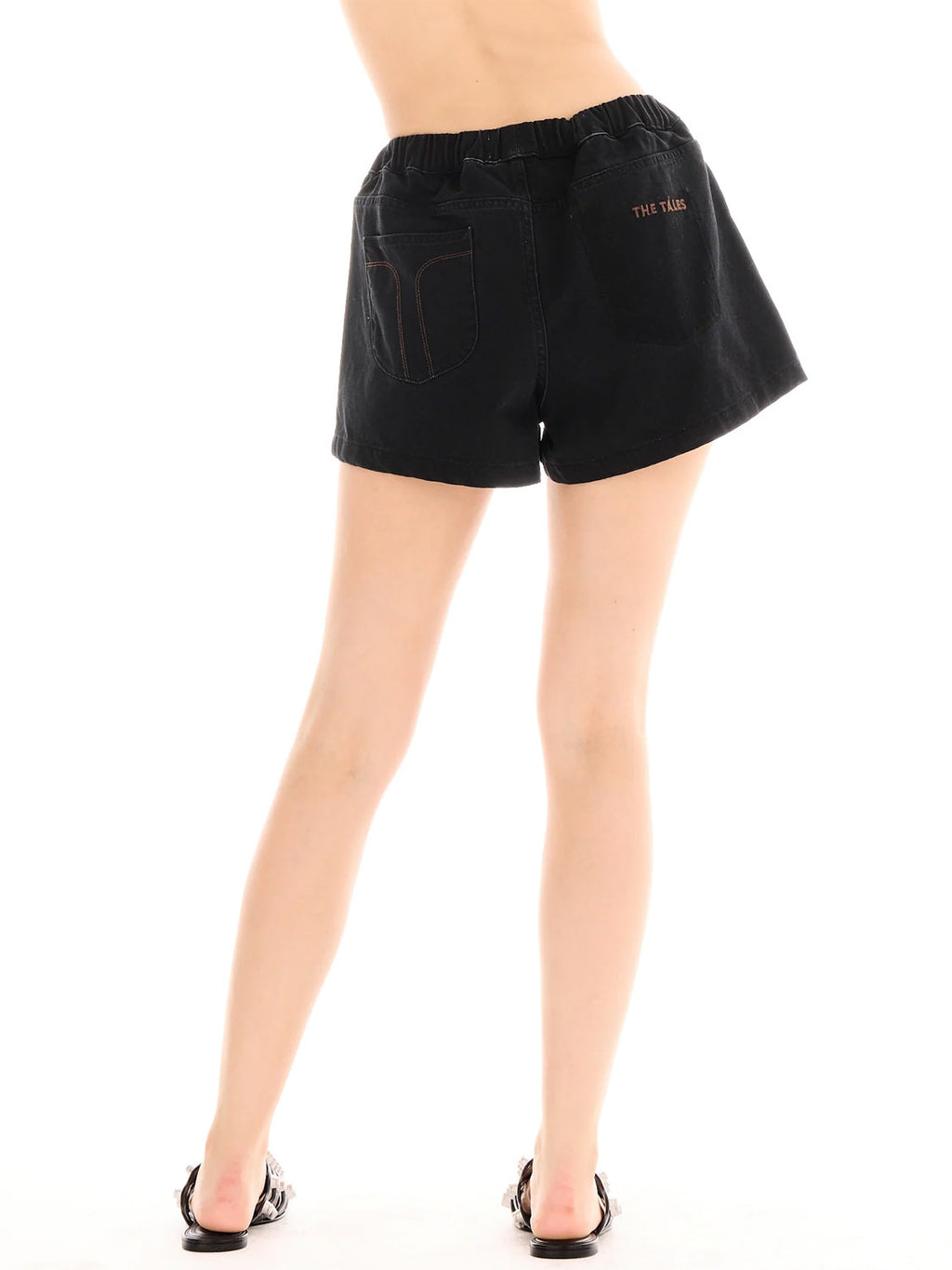 Tales : Hailey Pull On Denim Sports Shorts - Washed Black - Collector Store Sydney