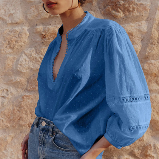Marie Louise De Monterey - Luna Blouse - Blue - Collector Store