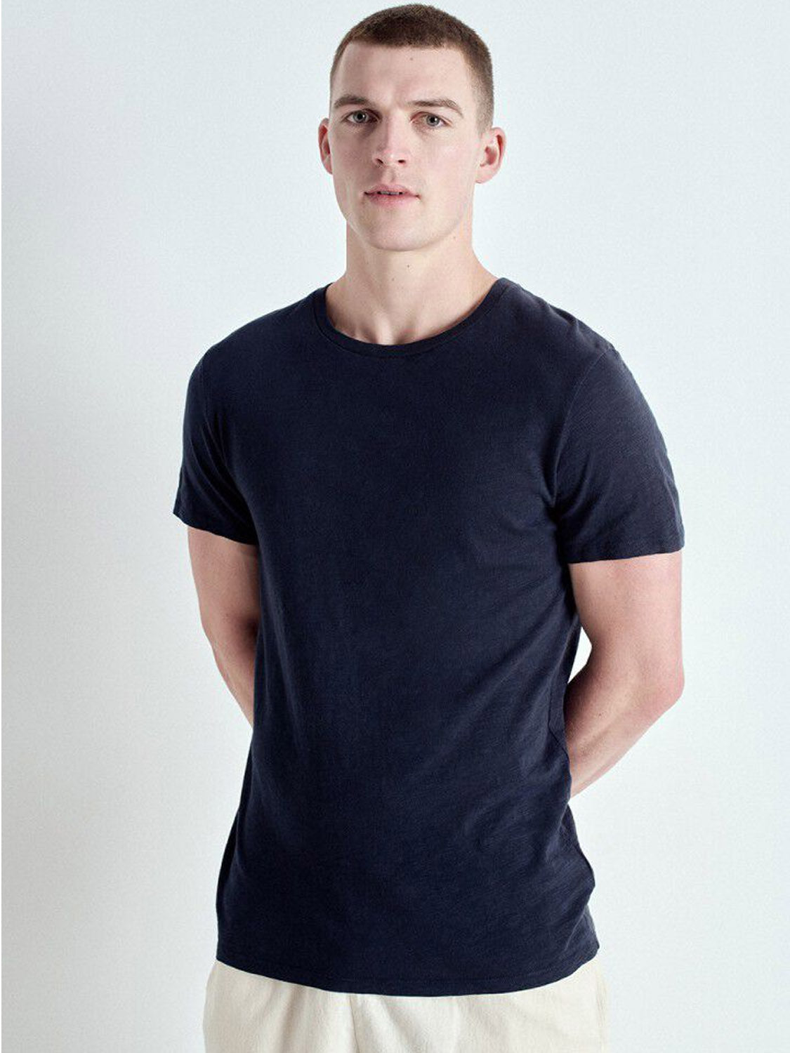 American Vintage Mens Round Neck Tee - Bysapick - Navy