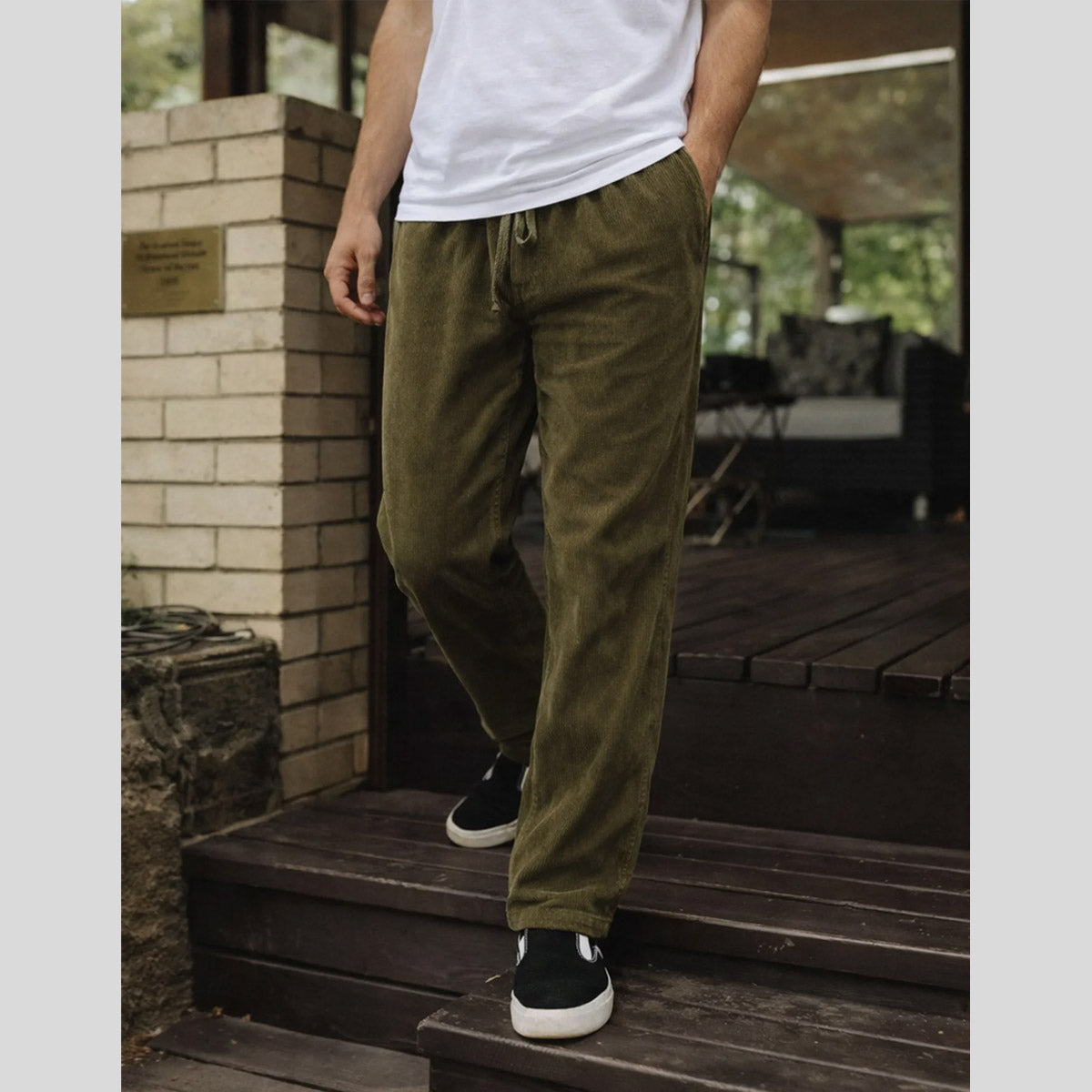Mr Simple Burbank Elastic Cord Pant - Army - Collector Store Sydney