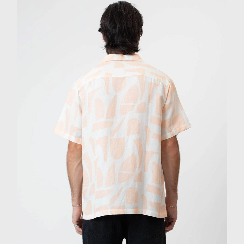 Mr Simple Cuban Short Sleeve Shirt -  Raybeam Snow Peach
