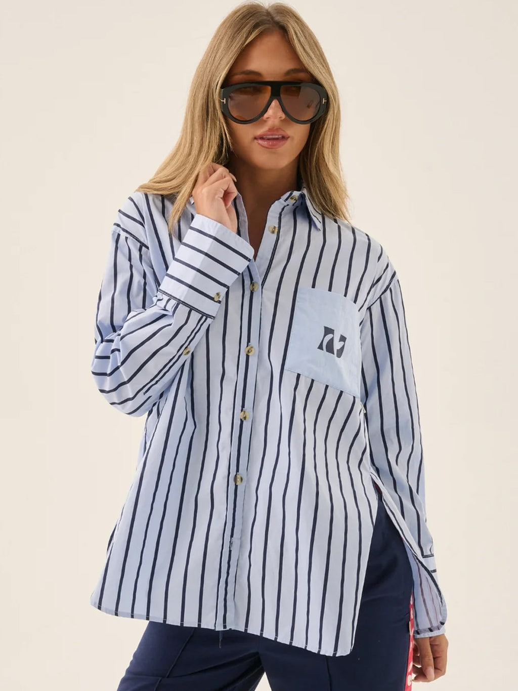Araminta James - AJ Crest Palermo Shirt - Sea Blue