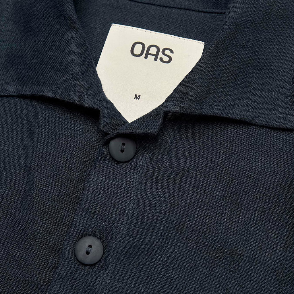 OAS Dark Navy Girona Linen Shirt - Collector Store Sydney