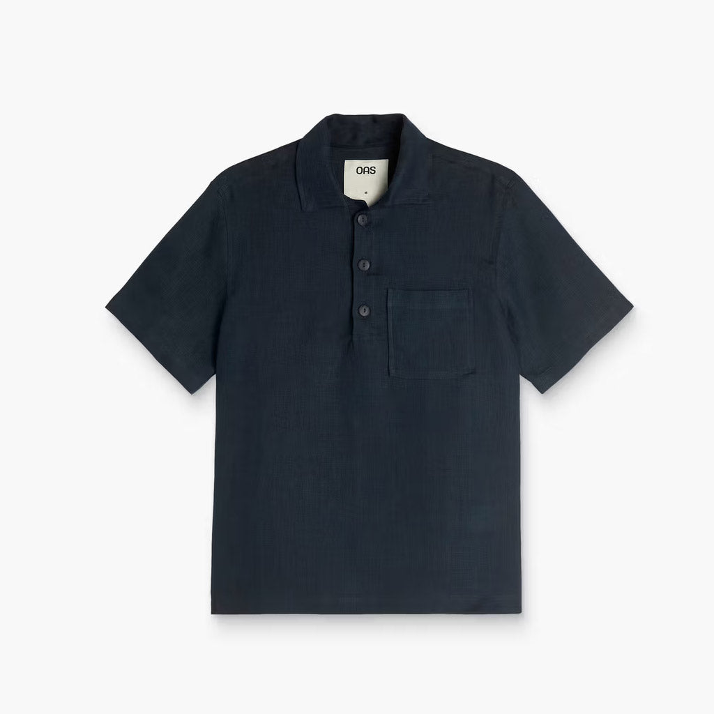 OAS Dark Navy Girona Linen Shirt - Collector Store Sydney