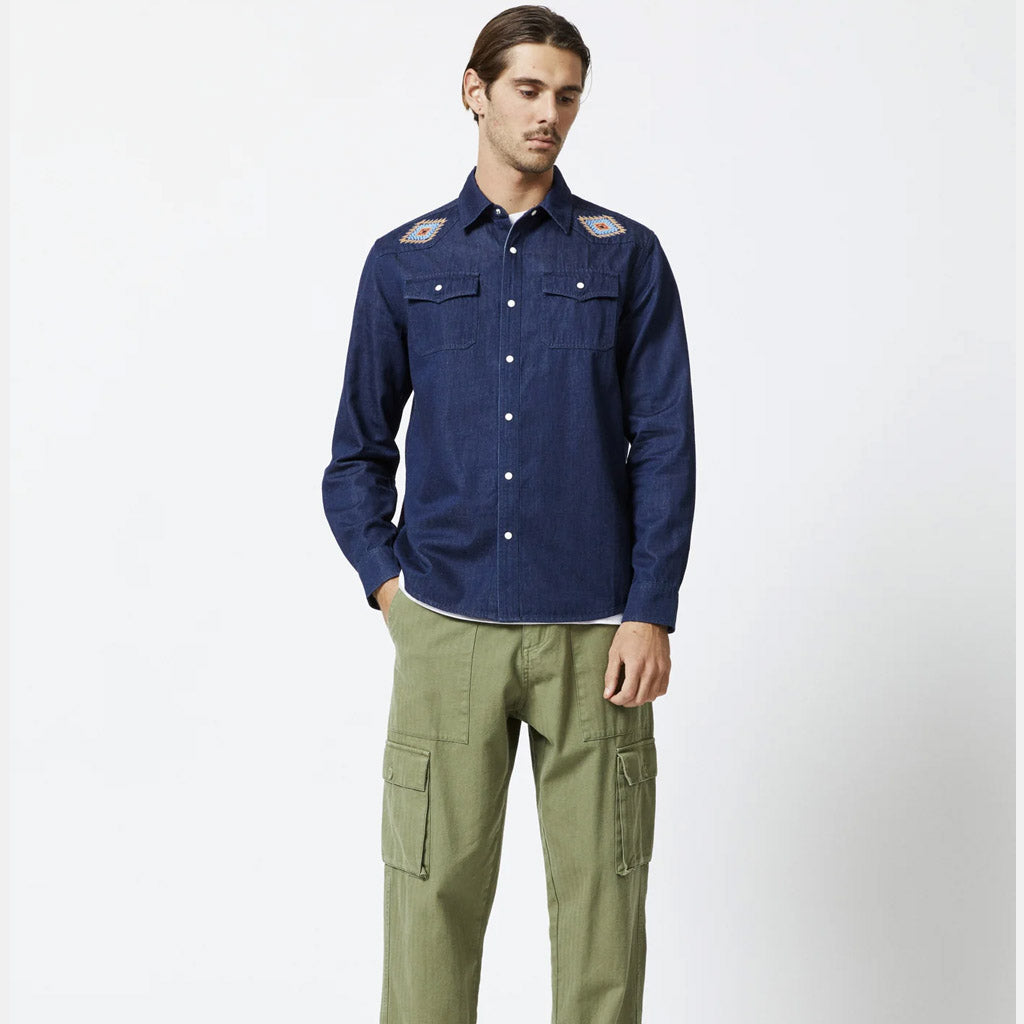 MR SIMPLE : WESTERN LS SHIRT : Raw Blue - Collector Store