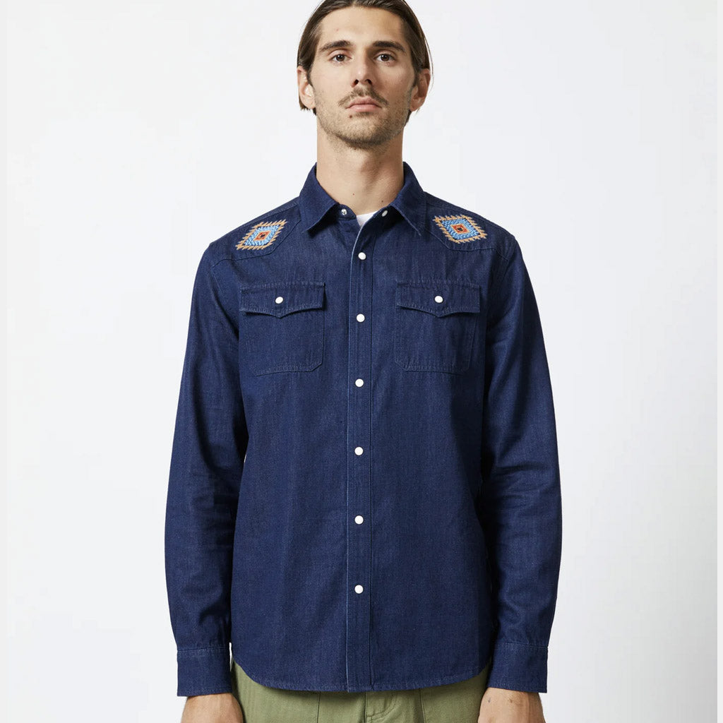 MR SIMPLE : WESTERN LS SHIRT : Raw Blue - Collector Store
