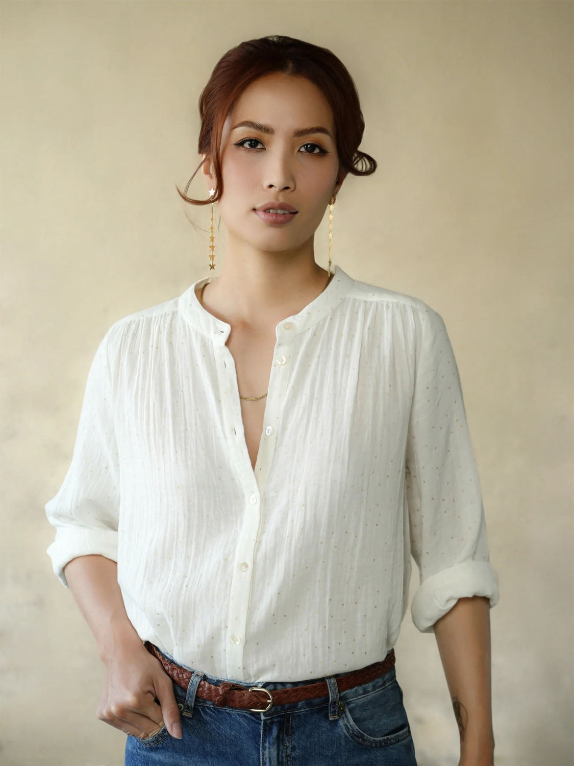 Marie Louise De Monterey - Ines Blouse - Gold Dots Ecru - Collector Store Sydney
