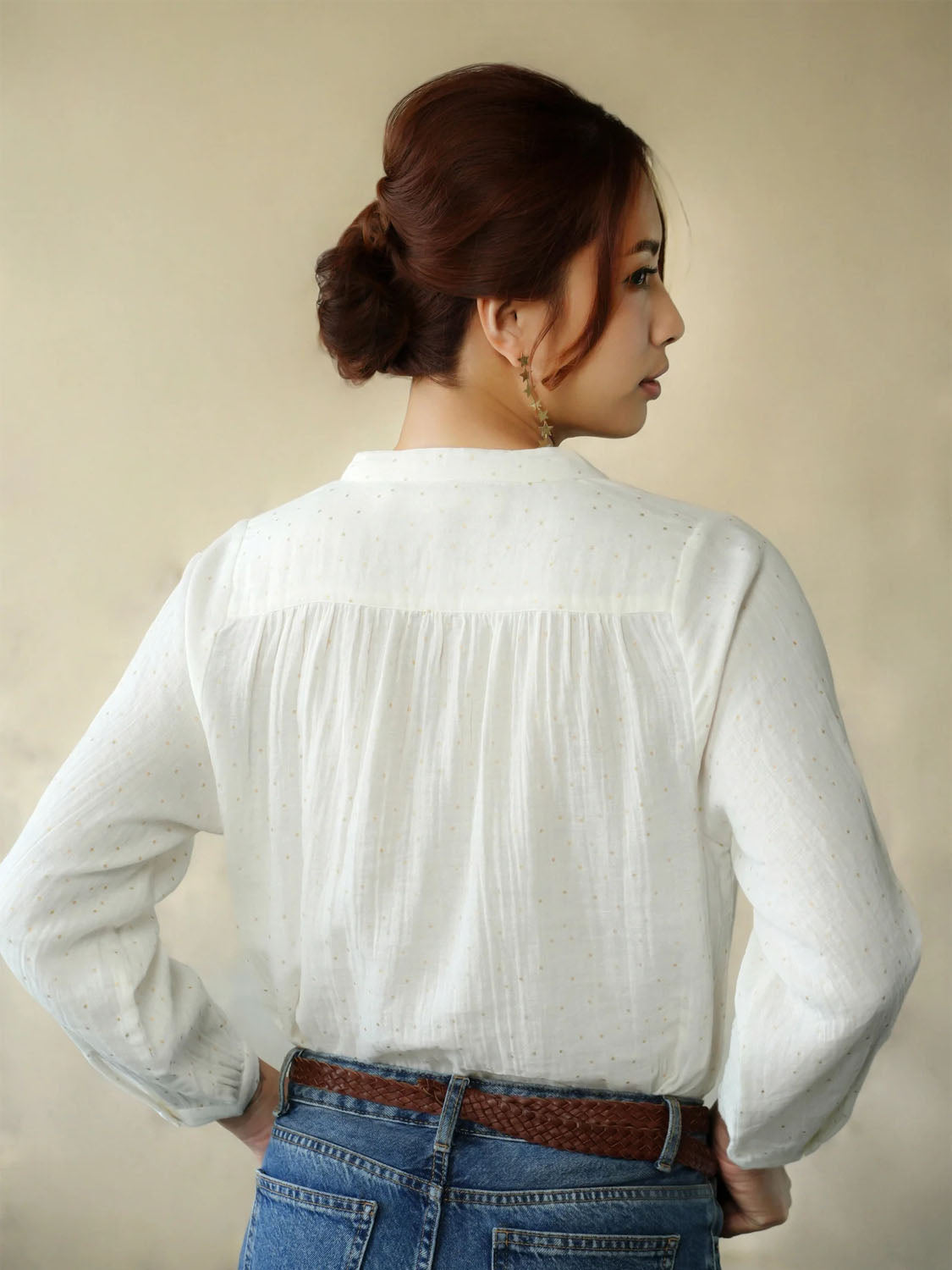 Marie Louise De Monterey - Ines Blouse - Gold Dots Ecru - Collector Store Sydney