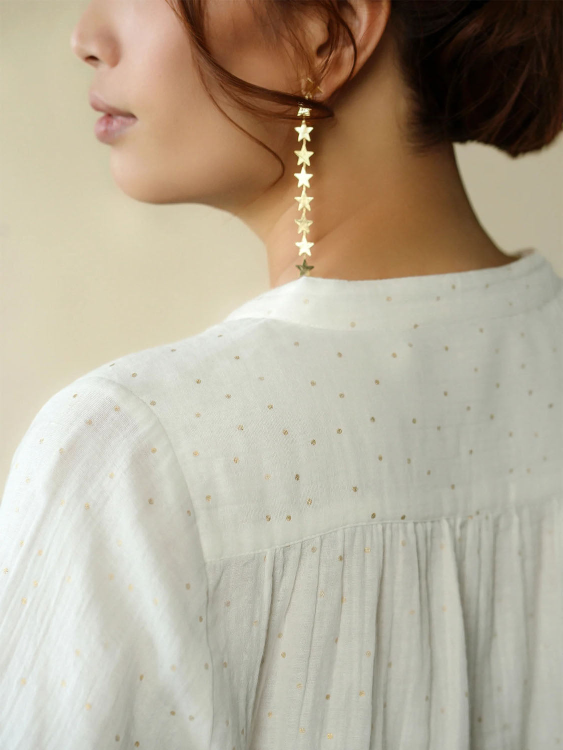 Marie Louise De Monterey - Ines Blouse - Gold Dots Ecru - Collector Store Sydney