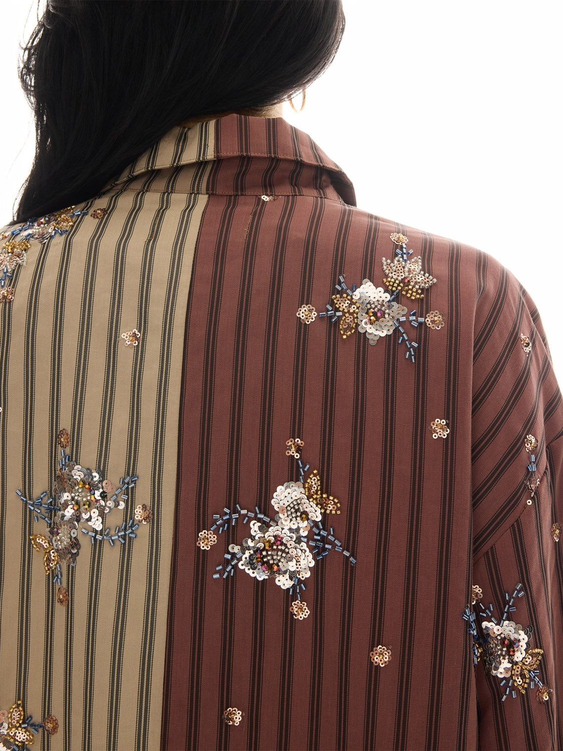 Tales : Embellished Half N Half Stripe Shirt