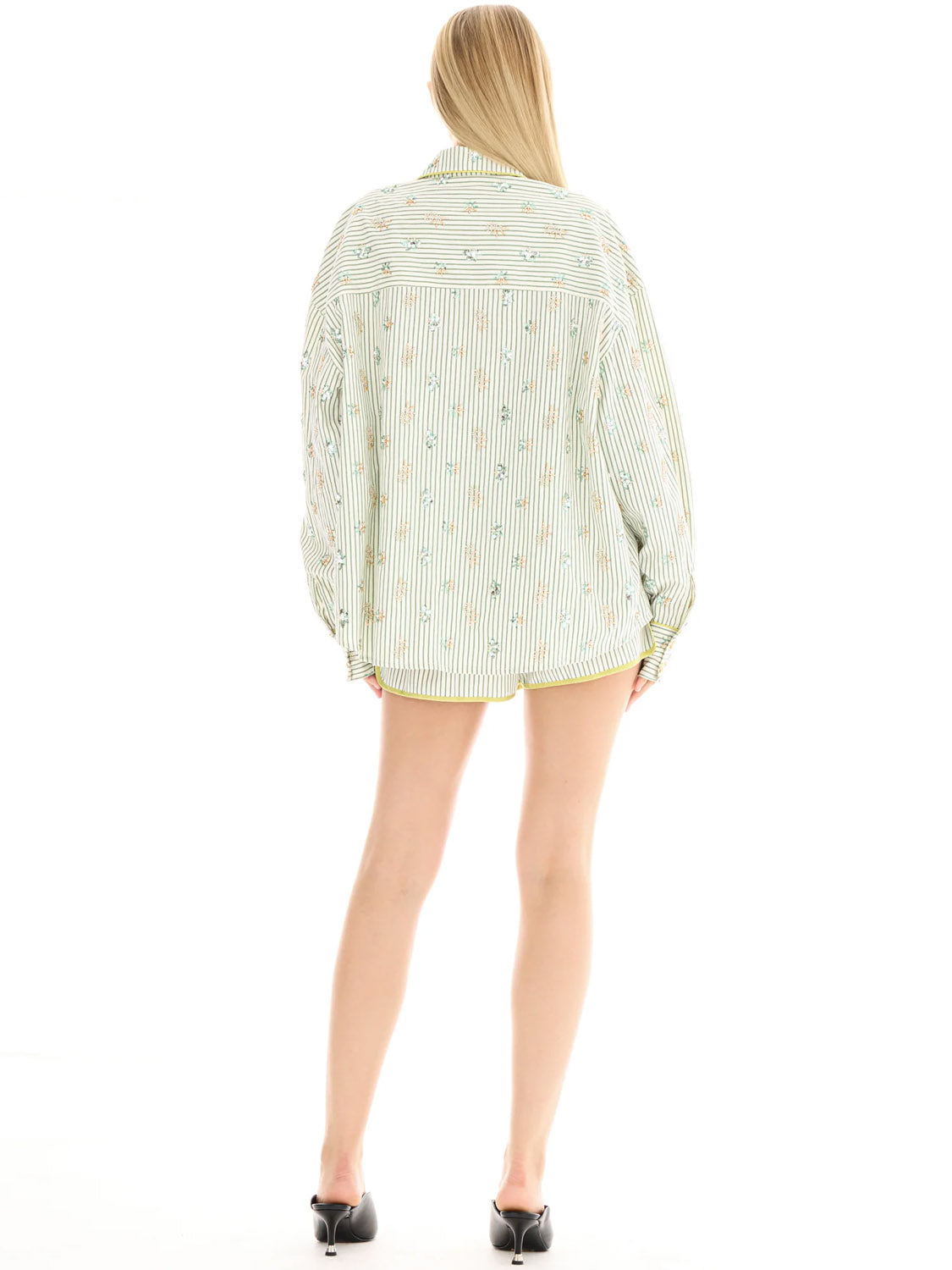 Tales : Embellished Stripe Party Shirt - Green - Collector Store Sydney