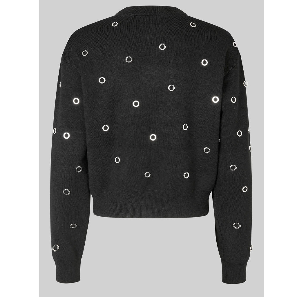 Second Female Stinne Eyelet Knit Black - Collector Store
