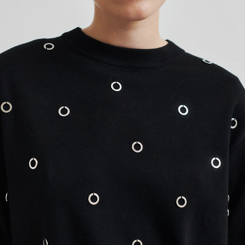 Second Female Stinne Eyelet Knit Black - Collector Store