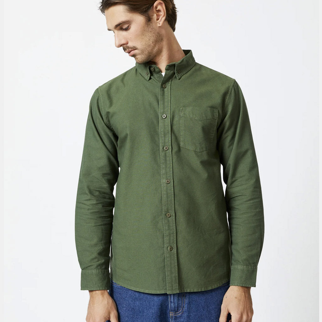 Mr Simple OXFORD LS SHIRT : Fatigue - Collector Store Sydney
