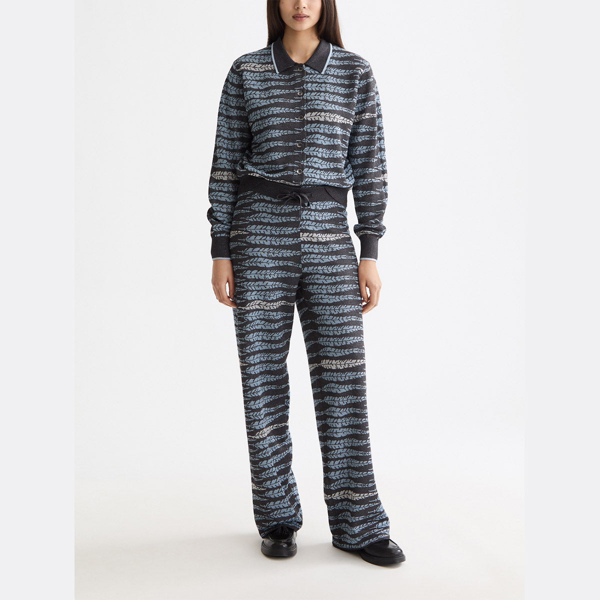 Lurex jacquard trousers - Charcoal art - Collector Store Sydney