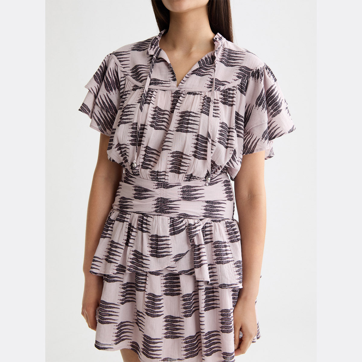 Ruffled mini dress - Feather block - Collector Store Sydney