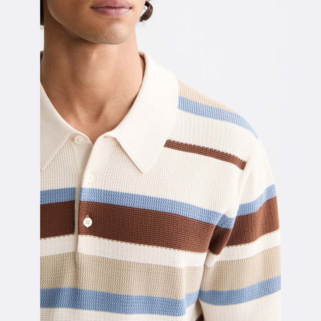 Knitted striped polo - Plaza taupe stripe - Collector Store Sydney