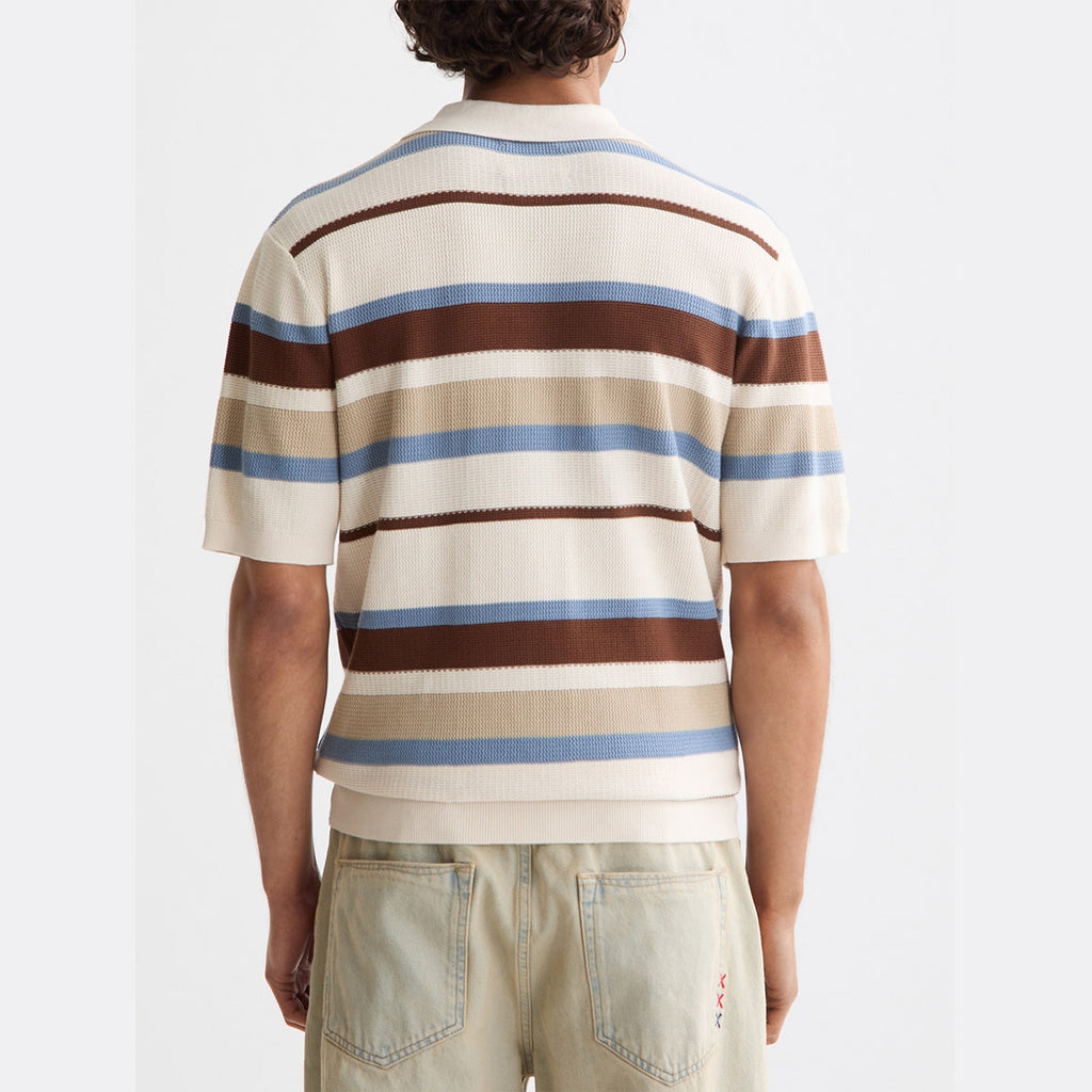 Knitted striped polo - Plaza taupe stripe - Collector Store Sydney