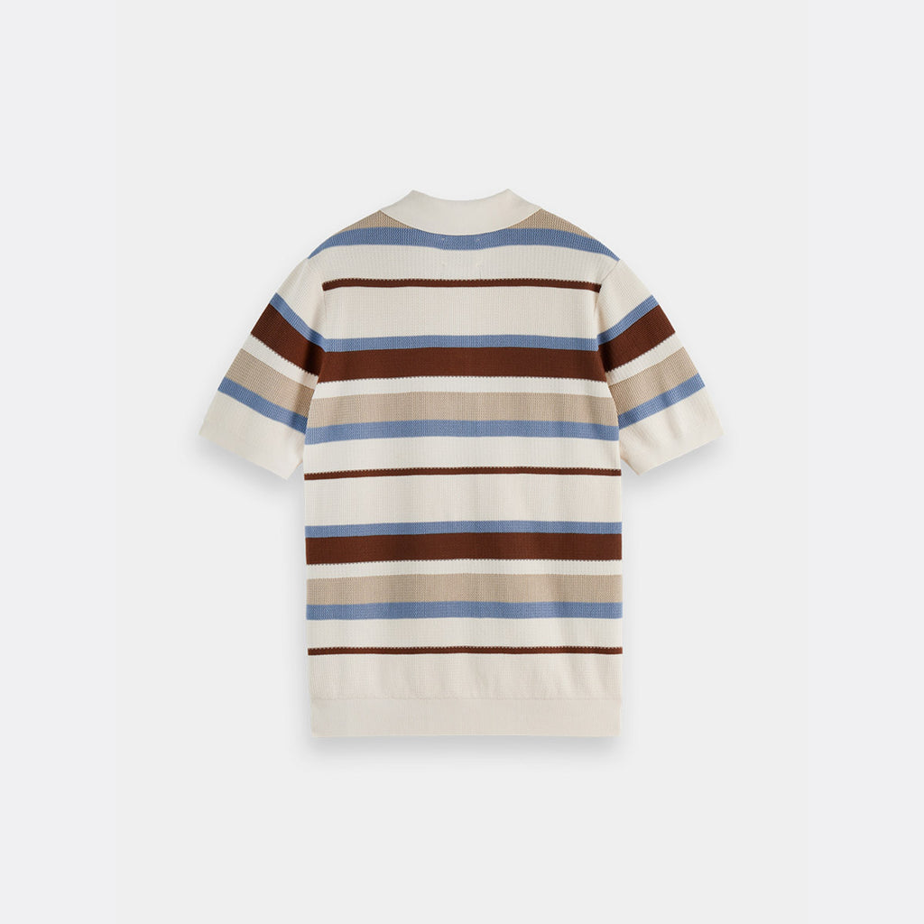 Knitted striped polo - Plaza taupe stripe - Collector Store Sydney