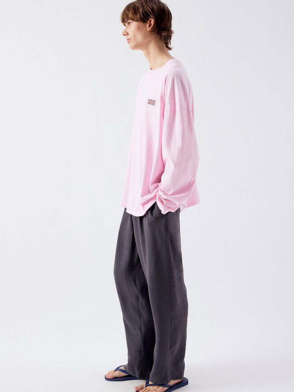 American Vintage - Mens Long Sleeve T-shirt - Gixy - Cotton Candy