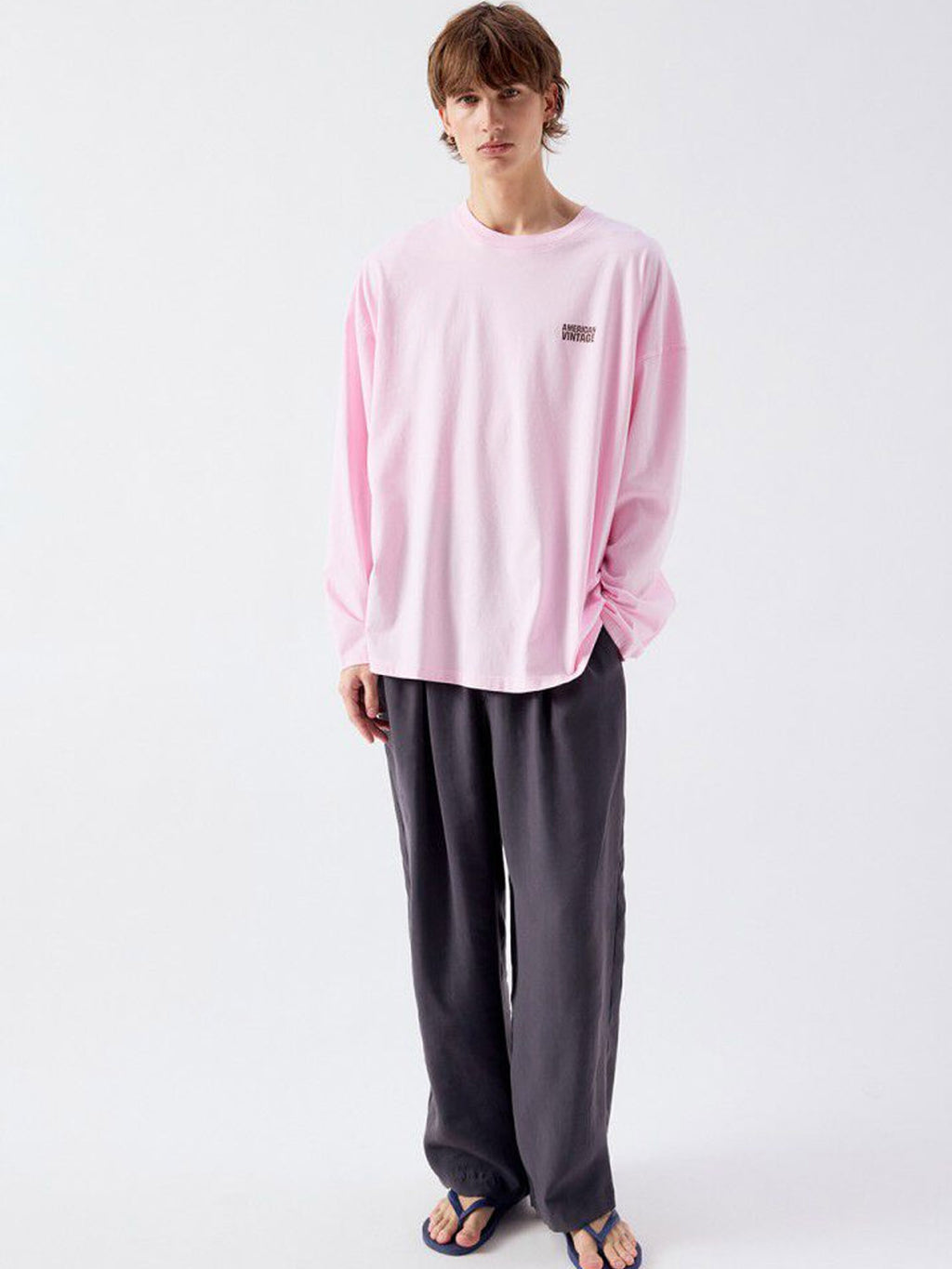 American Vintage - Mens Long Sleeve T-shirt - Gixy - Cotton Candy