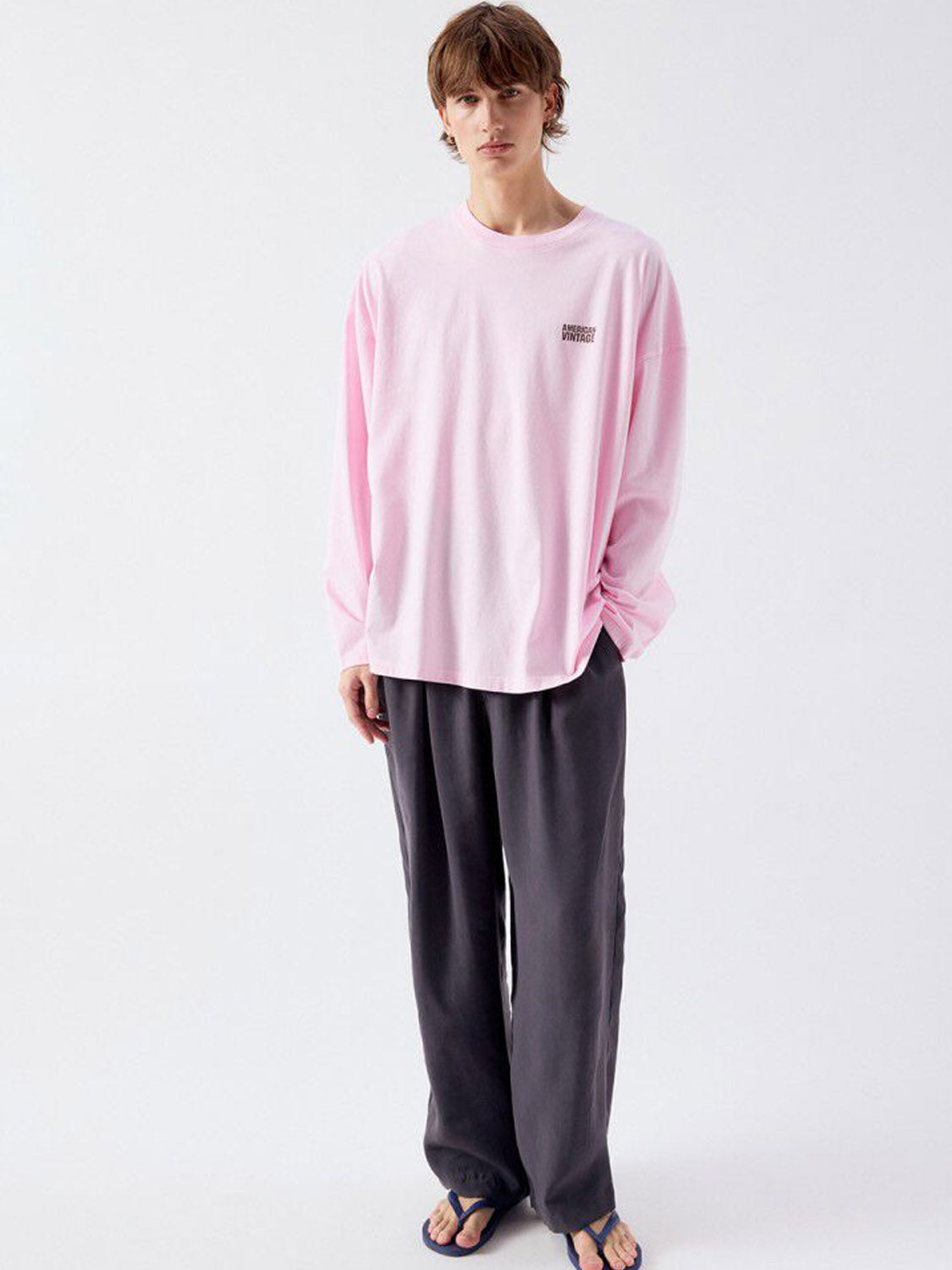 American Vintage - Mens Long Sleeve T-shirt - Gixy - Cotton Candy