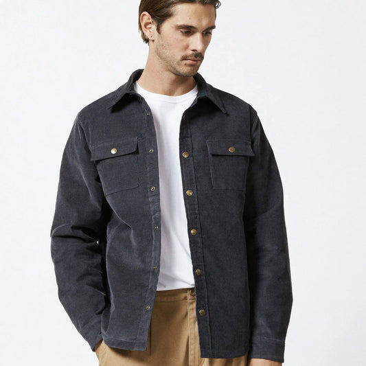 MR SIMPLE : Quilted Cord Jacket - Graphite - Collector Store