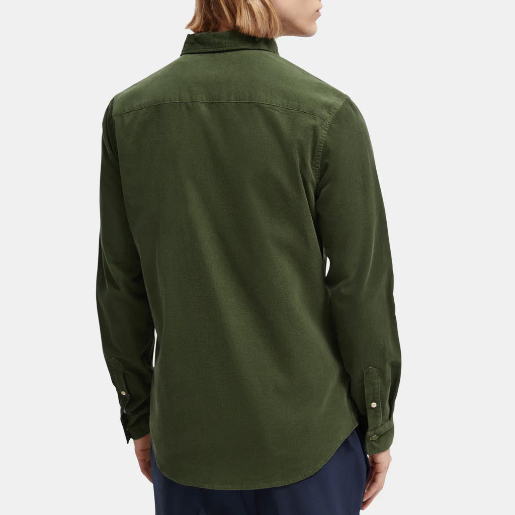 Scotch & Soda : Slim-fit corduroy shirt : Field Green - Collector Store