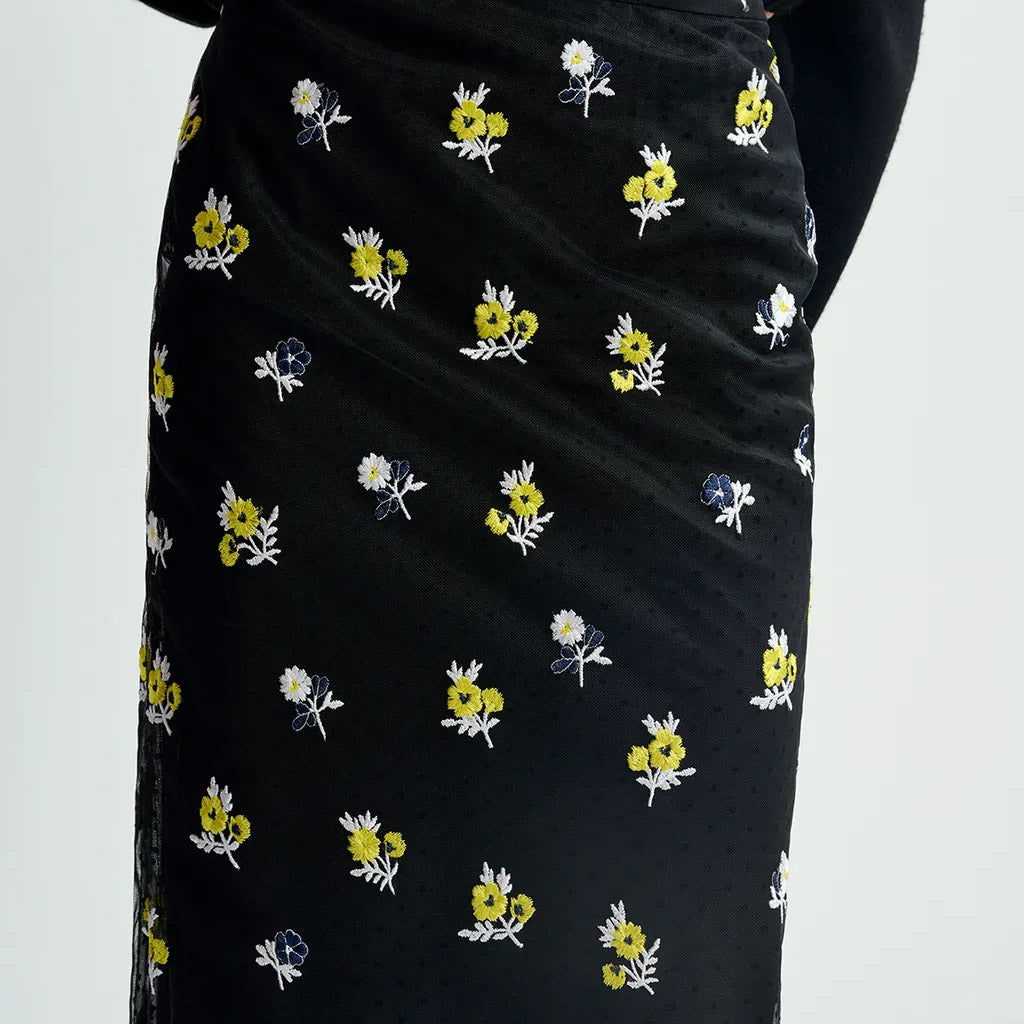 Essentiel Antwerp | Godfather Black Tulle Midi Skirt - Collector Store