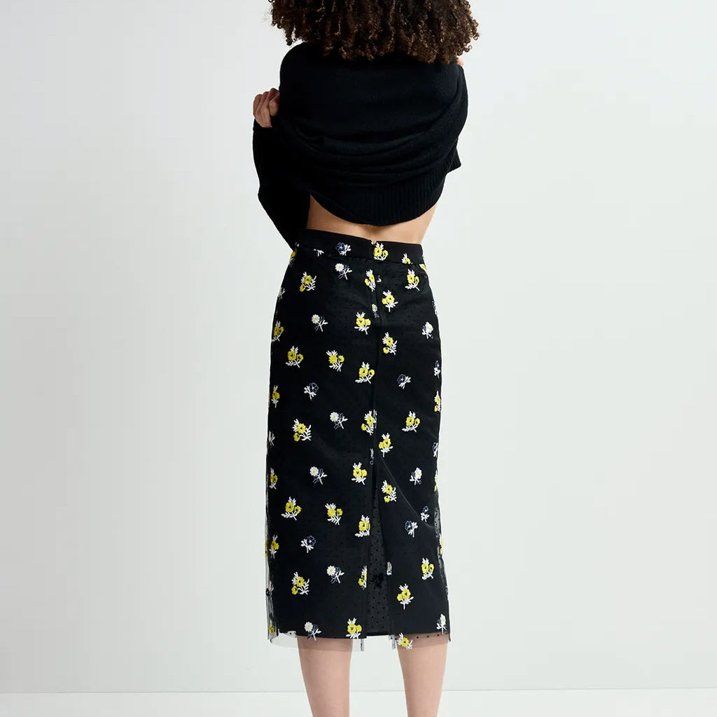 Essentiel Antwerp | Godfather Black Tulle Midi Skirt - Collector Store