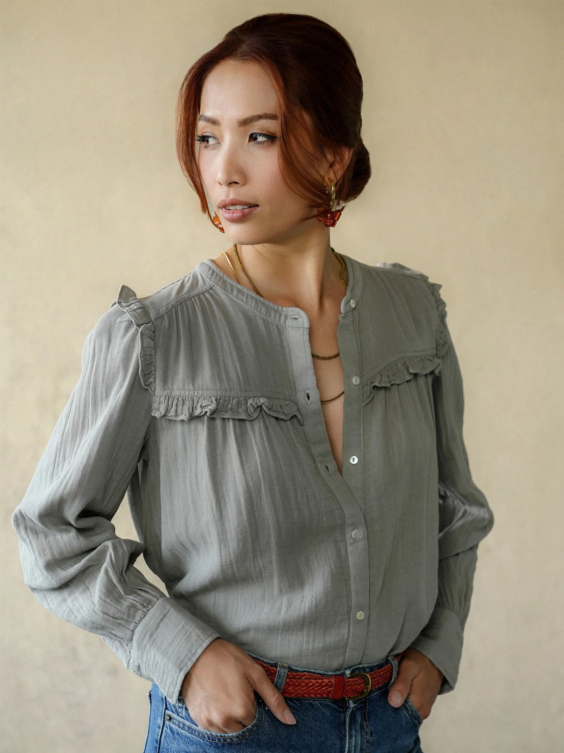 Marie Louise De Monterey - Isabella blouse GREY - Collector Store Sydney