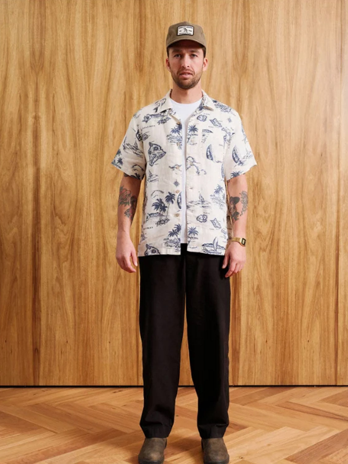 Mr Simple Lanai Hawaiian Short Sleeve Shirt - Vintage White - Collector Store Sydney