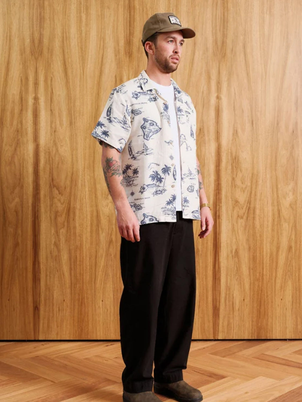 Mr Simple Lanai Hawaiian Short Sleeve Shirt - Vintage White - Collector Store Sydney