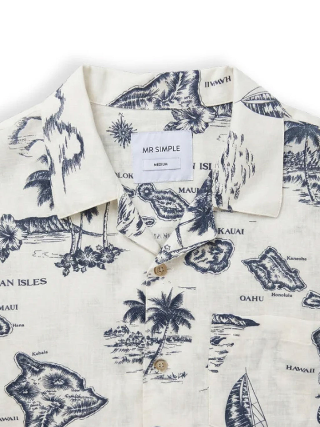 Mr Simple Lanai Hawaiian Short Sleeve Shirt - Vintage White - Collector Store Sydney