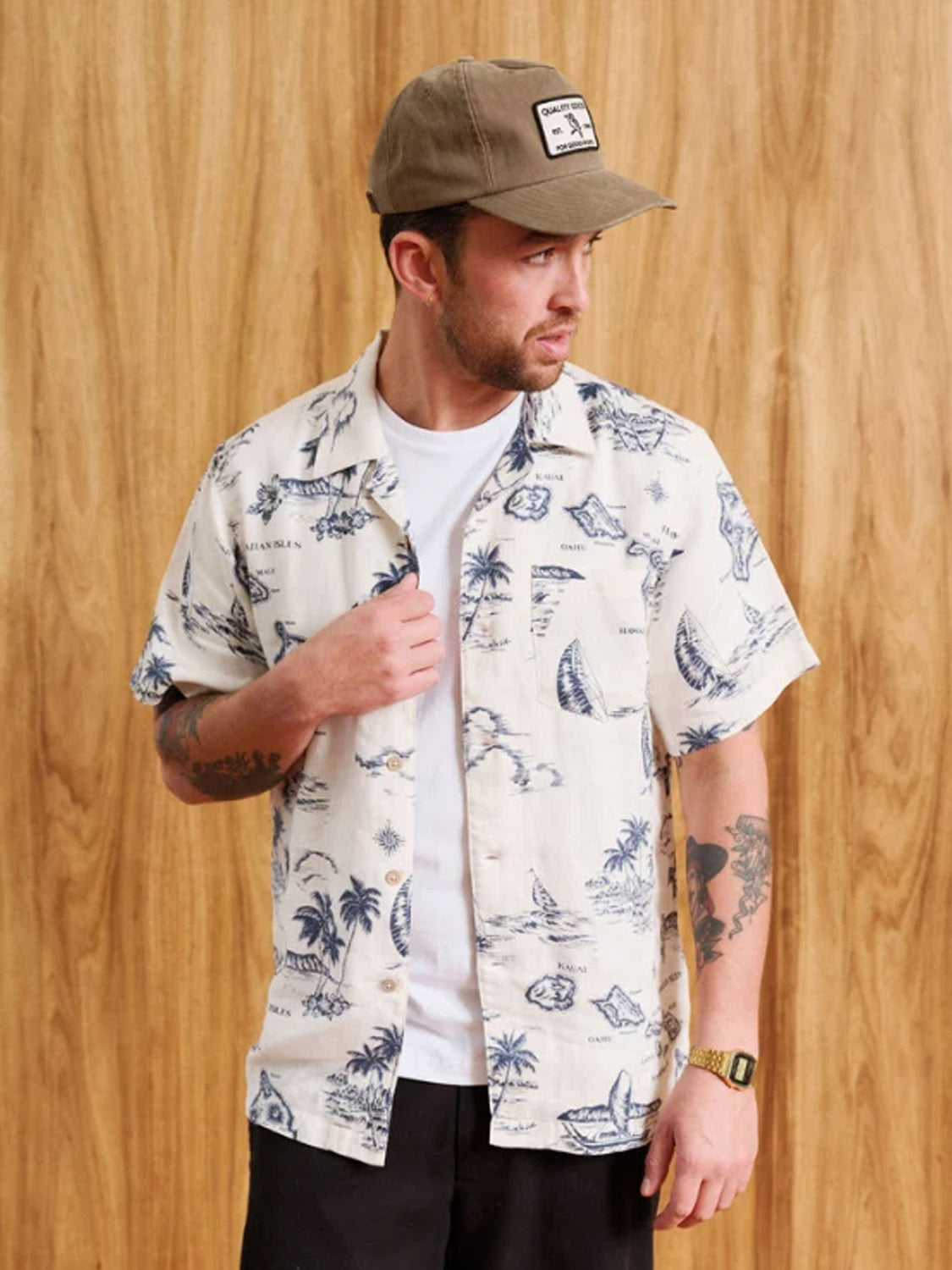 Mr Simple Lanai Hawaiian Short Sleeve Shirt - Vintage White - Collector Store Sydney