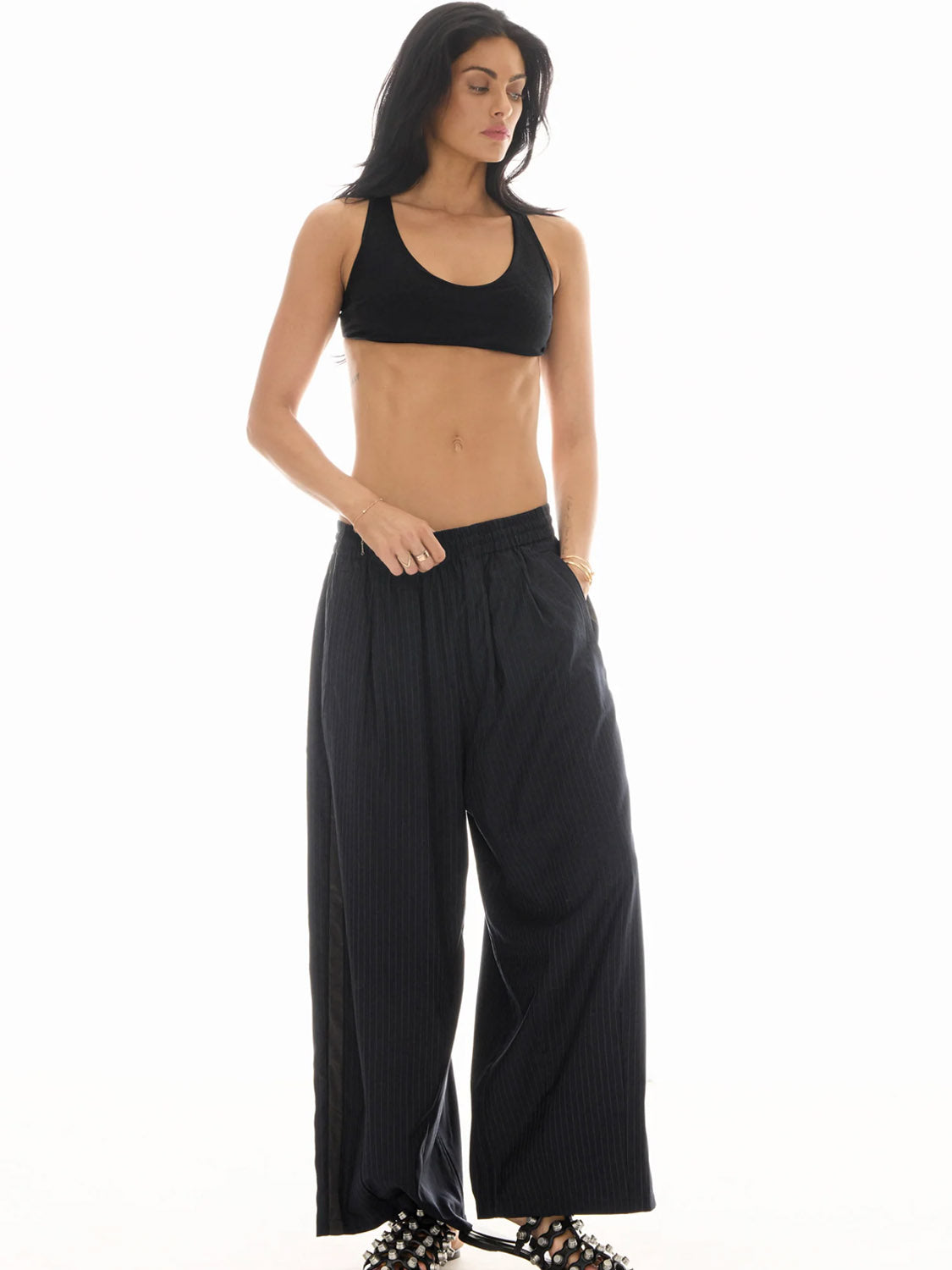 Tales : Harajuku Pin Stripe Tuxedo Wool Pants
