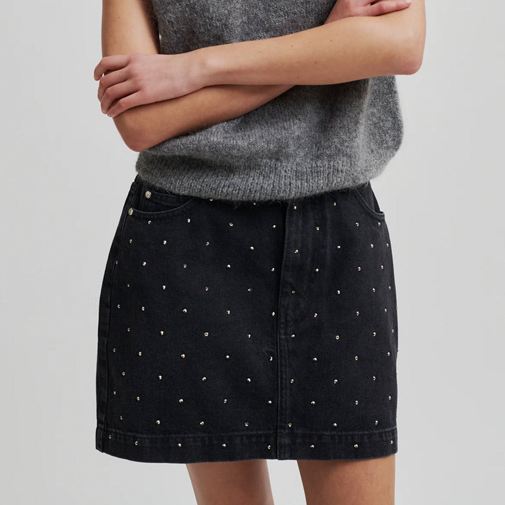 Second Female Jayden Denim Skirt - Black Denim - Collector Store