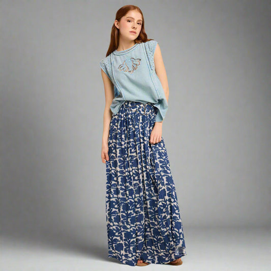 Louizon KANOPI Skirt | mud print indigo - Collector Store