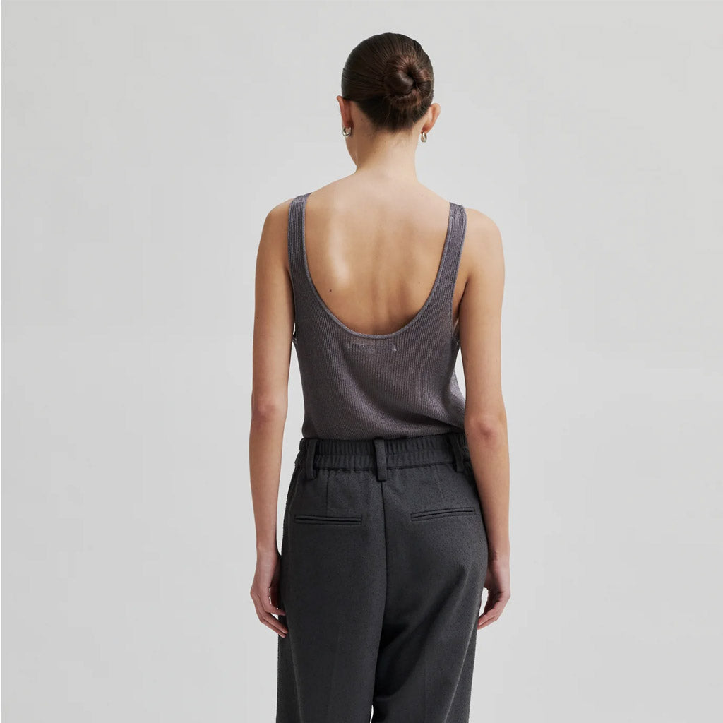 Second Female Ellia Knit Top - Charcoal Grey - Collector Store