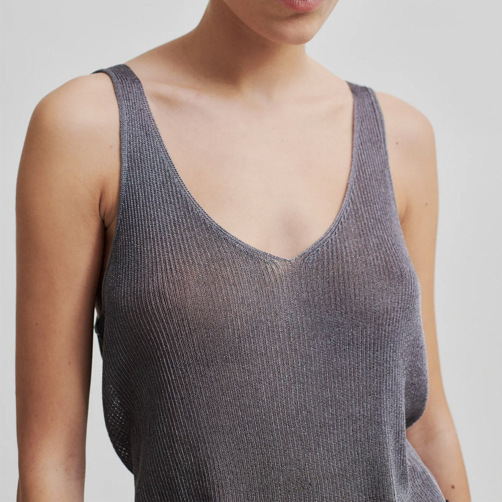 Second Female Ellia Knit Top - Charcoal Grey - Collector Store