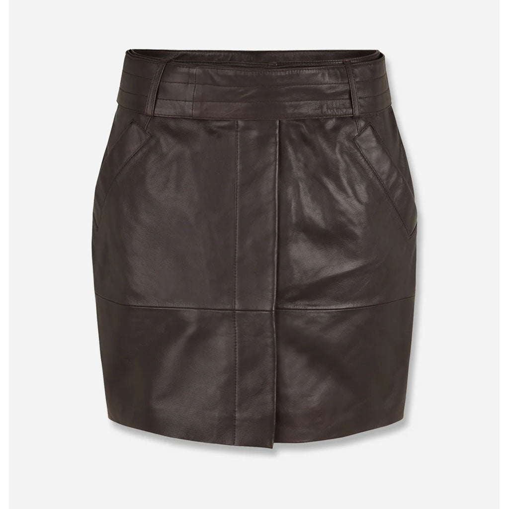 Second Female Letho Leather Skirt - Dark Chocolate - Collector Store