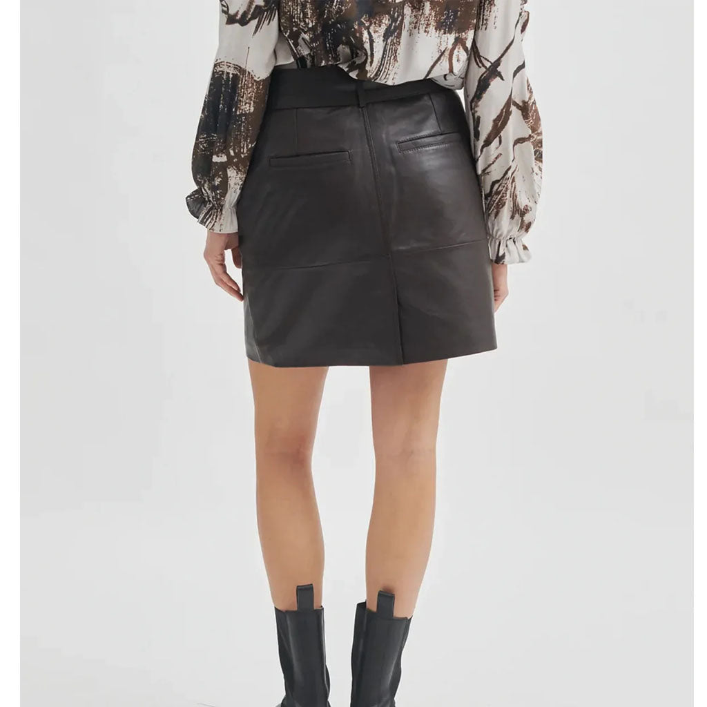 Second Female Letho Leather Skirt - Dark Chocolate - Collector Store