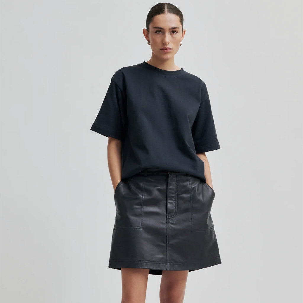 Second Female Letho Leather Short Skirt - Volcanic Ash - Collector Store