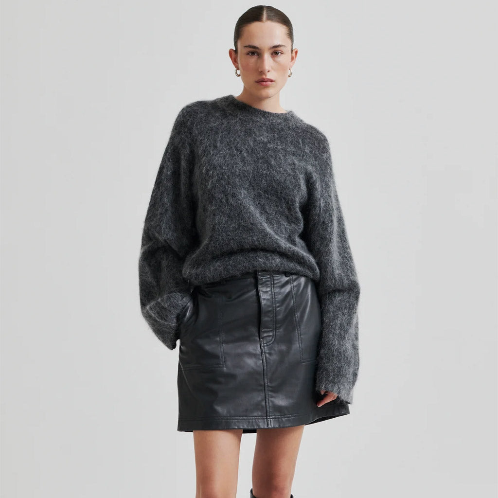 Second Female Letho Leather Short Skirt - Volcanic Ash - Collector Store