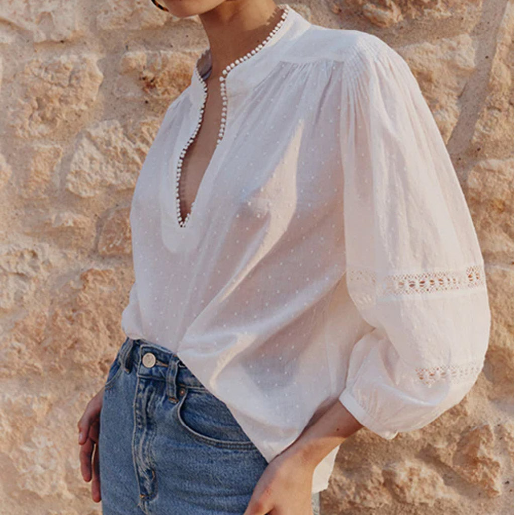 Marie Louise De Monterey - Luna Blouse - Chalk - Collector Store
