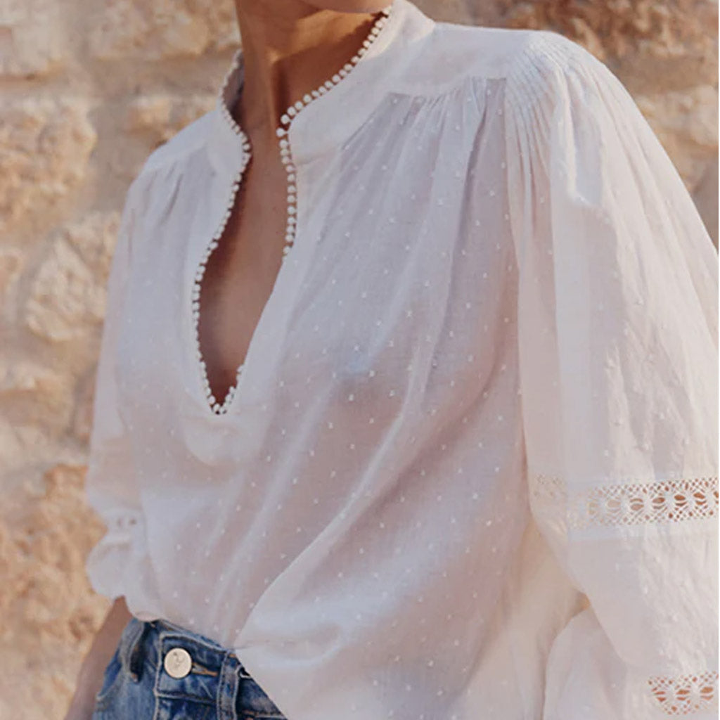 Marie Louise De Monterey - Luna Blouse - Chalk - Collector Store