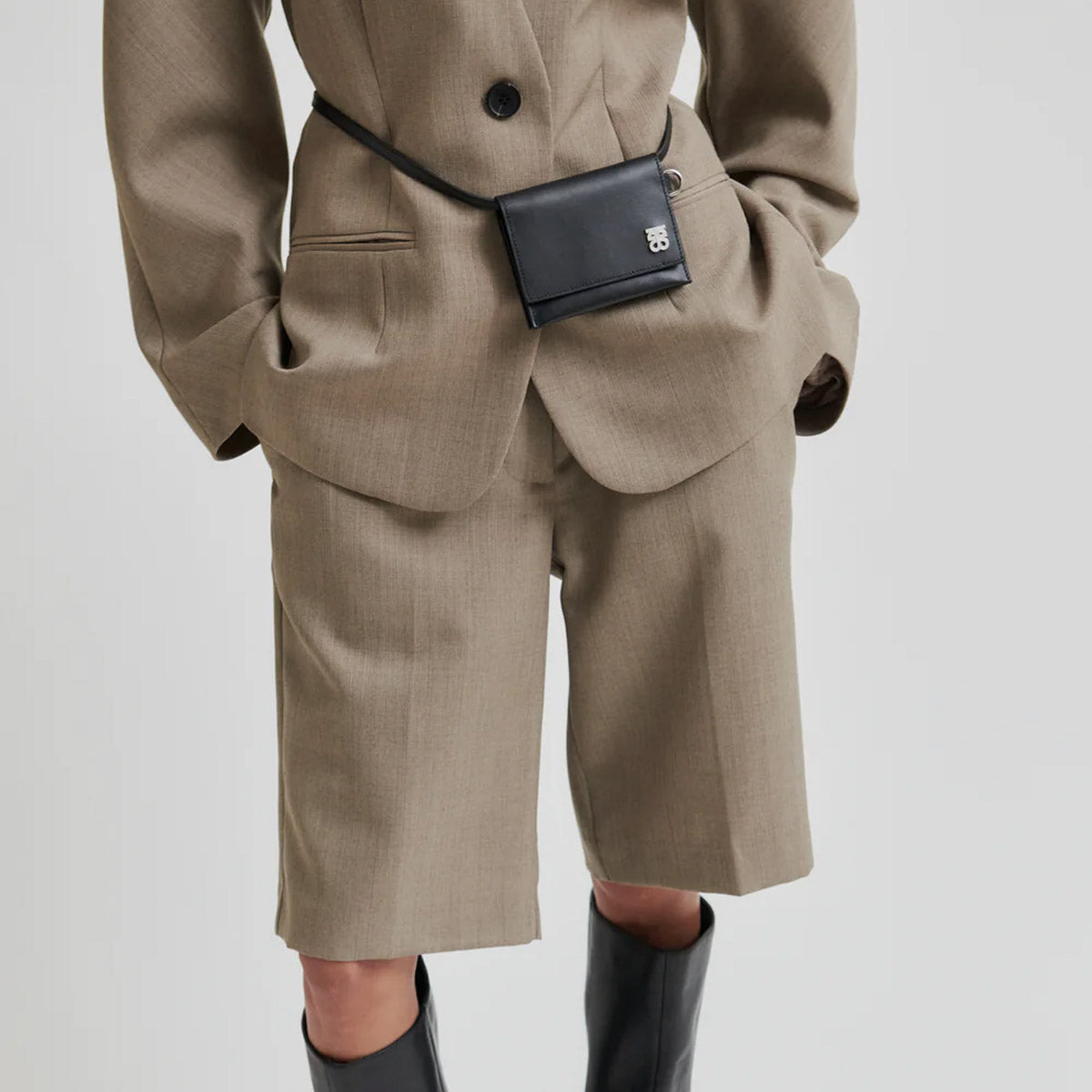 Second Female Levelup longline short in mid brown melange - Collector Store Sydney