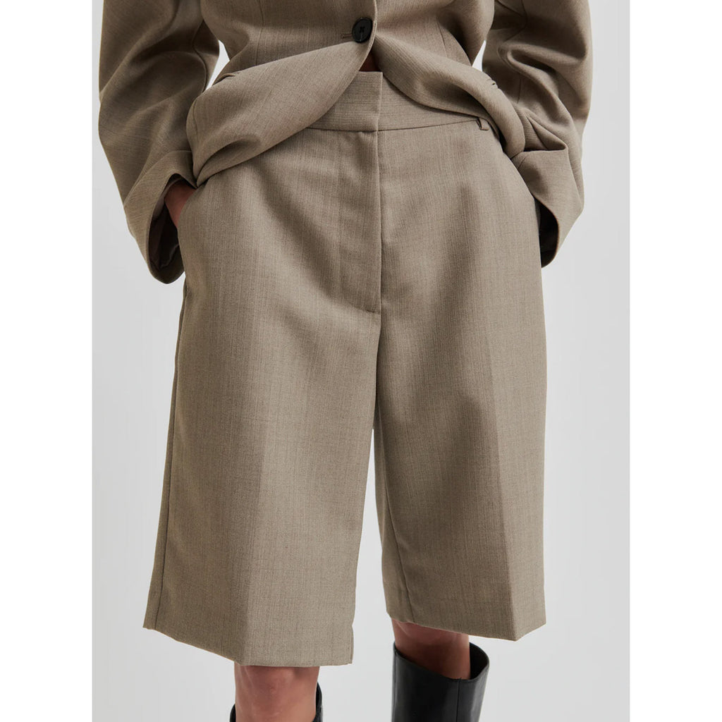 Second Female Levelup longline short in mid brown melange - Collector Store Sydney