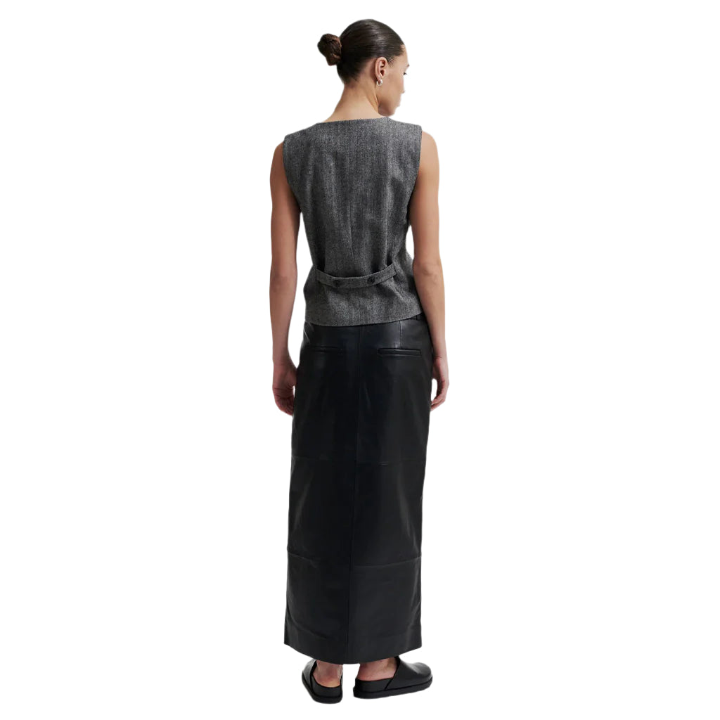 Second Female Letho Leather Maxi Skirt - Black - Collector Store