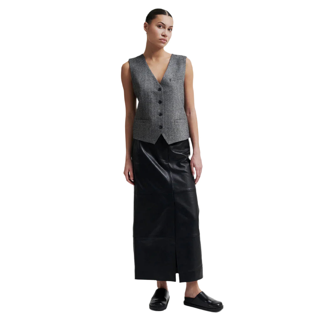 Second Female Letho Leather Maxi Skirt - Black - Collector Store